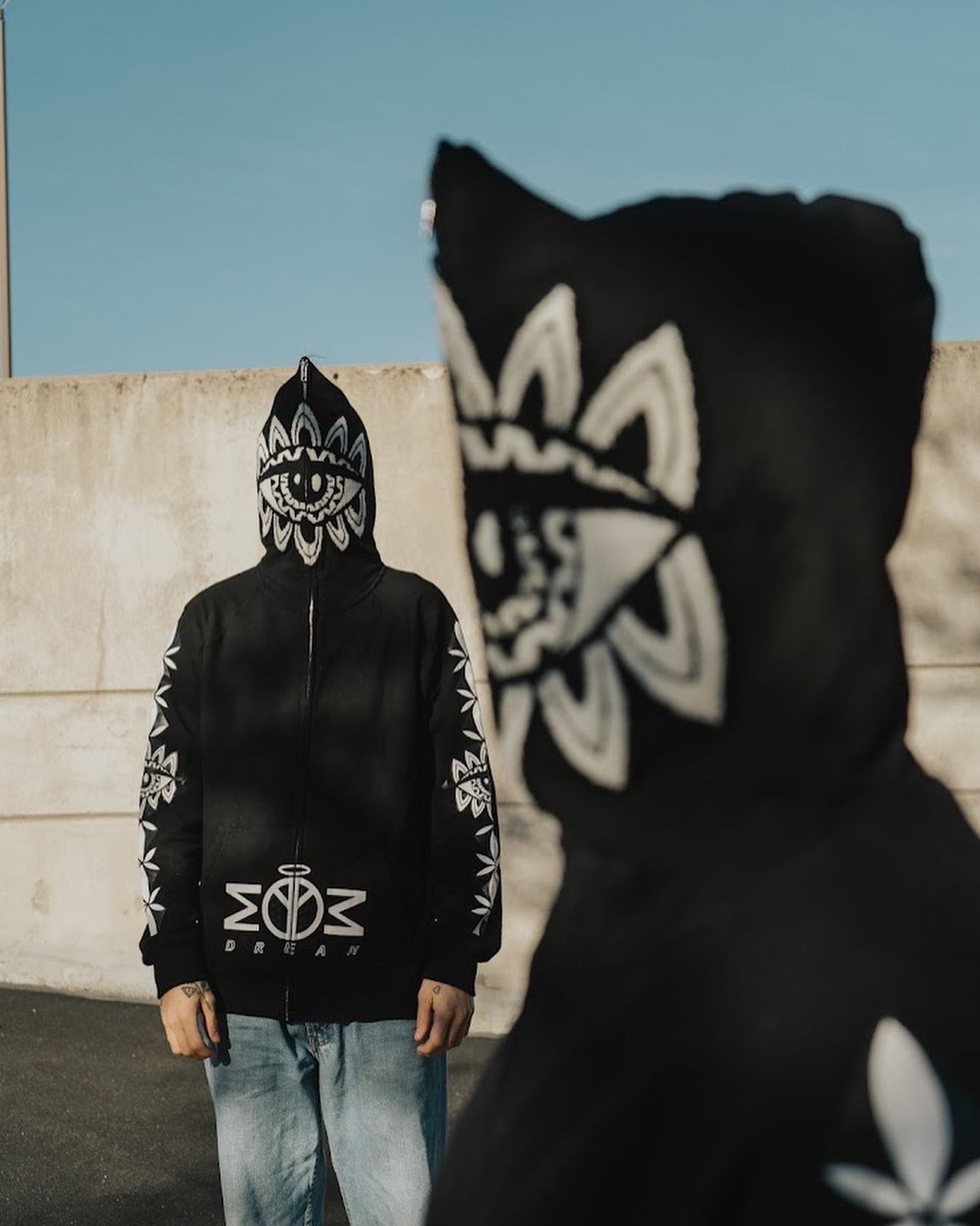 “Bloom” Full Zip Up Hoodie (Black)
