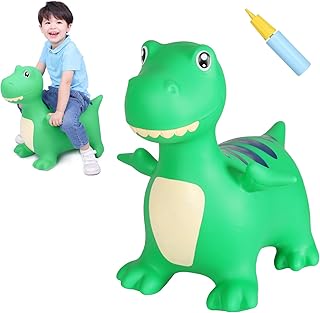 INPANY Kids Bouncy Dinosaur Hopper Toys for 2 Year Old Boy Gifts, Toddler Inflatable Animal Hopping Horse, Bouncing Buddies, Ride on Rubber Bouncer, Indoor Outdoor Birthday Gift Toy for 3 4 Yr Girl