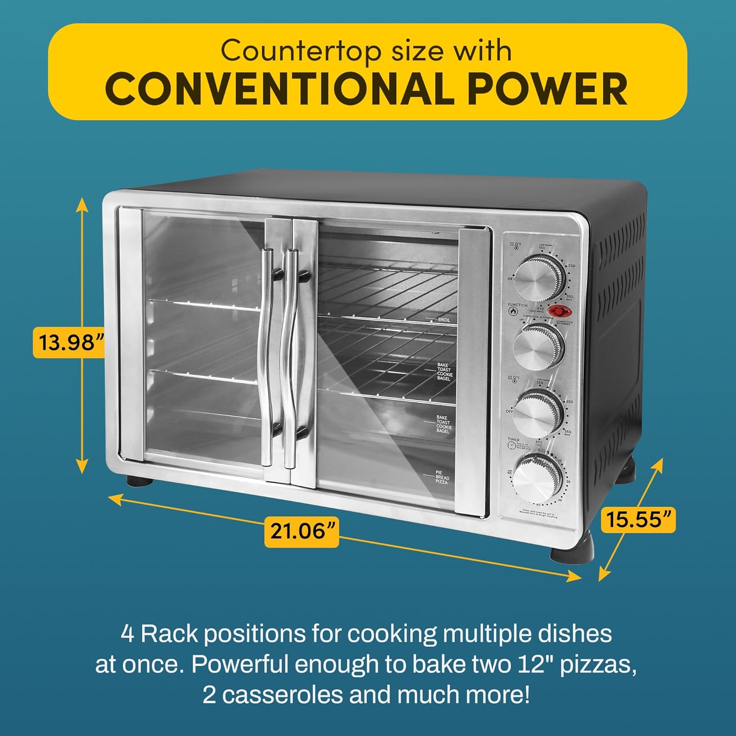 Elite Gourmet ETO-4510M French Door 47.5Qt, 18-Slice Convection ...
