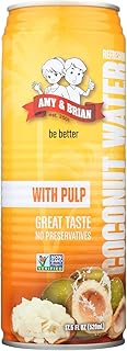 Amy & Brian Pure Coconut Water with Pulp, Non-GMO, No Sugar Added, Refreshing and Hydrating Real Coconut Water, 17.5 Fl Oz (Pack of 12)