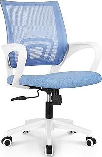 Office Chair Computer Desk Chair Gaming Ergonomic Mid Back Cushion Lumbar Support with Comfy Mesh Adjustable Swivel Rolling Home (Sky Blue)