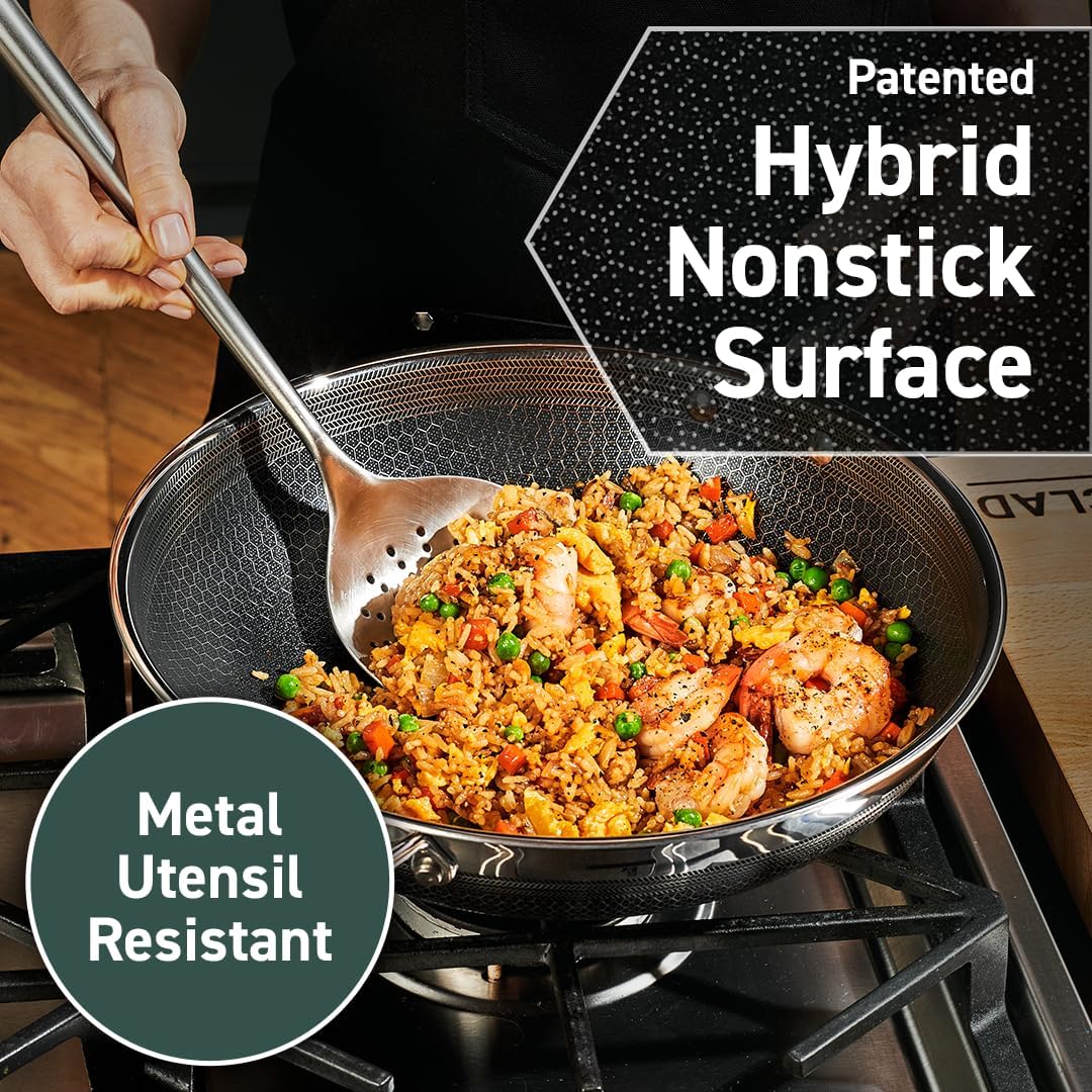 HexClad Hybrid Nonstick 12-Inch Wok, Stay-Cool Handle ...