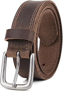 VATAN Men\'s Genuine Leather Casual Every Day Jeans Belts, Handmade Men Leather Belt with Gift Box