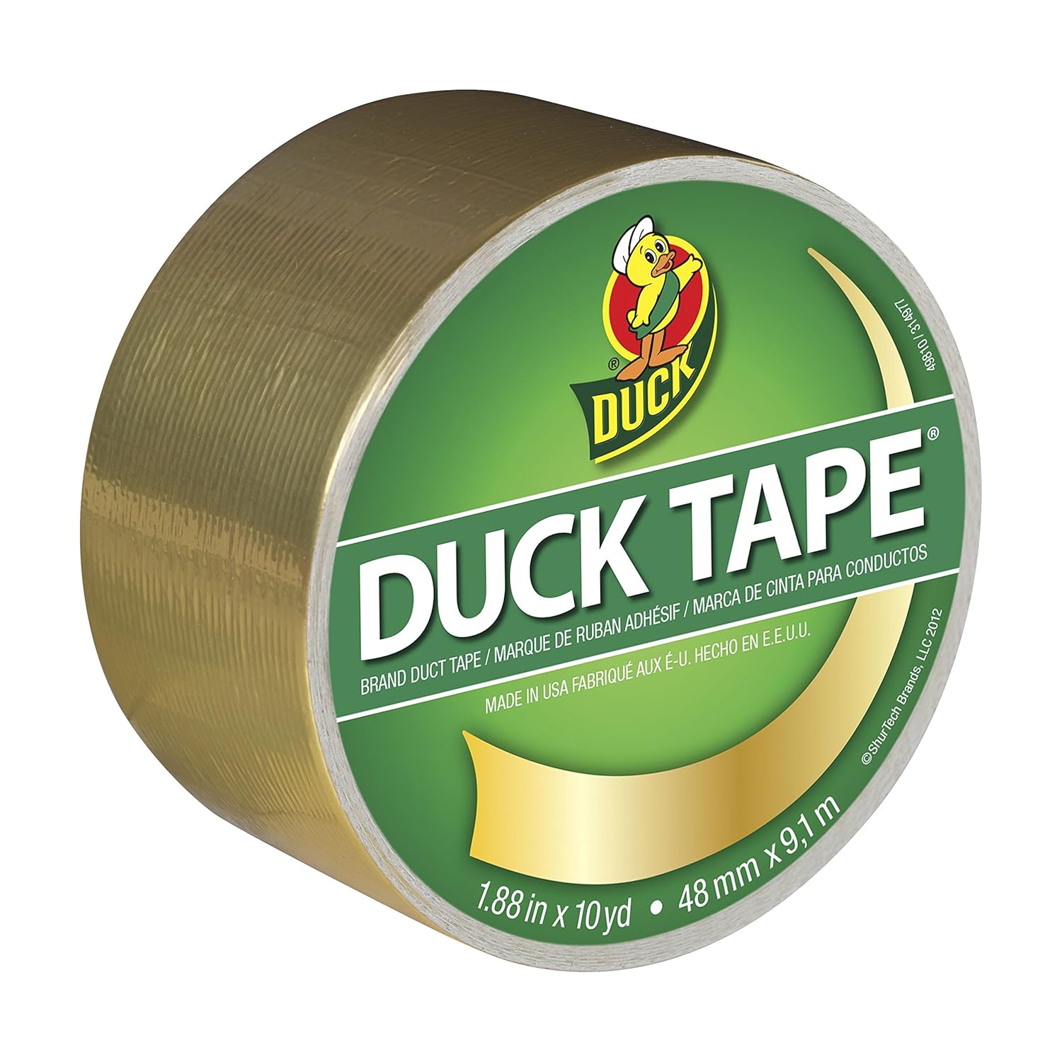 Duck Brand 280748 Duct Tape Single Roll, Metallic Gold