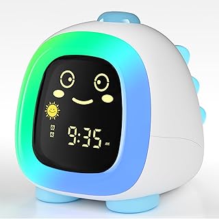 Alarm Clock for Kids, Kids Night Light with 3 Brightness 10 Color Mode Night Light Dual alarm Snooze Mode Sleep Training Adjustable Volume Memory Battery Sleep Timer, Kids gifts for Boys and Girls