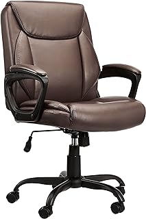 Classic Puresoft PU Padded Mid-Back Height Adjustable Office Computer Desk Chair with Armrest, 25.75\
