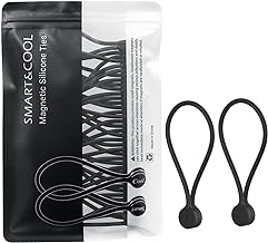 SMART&COOL Reusable Silicone Magnetic Cable Ties for Bundling and Organizing, Holding Stuff, Book Markers, Fridge Magnets, Assorted Color, 7.16\'\' (20-Pack, Black)
