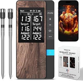 Wireless Meat Thermometer-Multi Sensors Digital Food Thermometer with Ultra-Thin Probes, App&Host Control- Accuracy Bluetooth Meat Thermometer for BBQ, Oven, Grill, Smoker