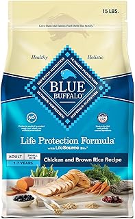Blue Buffalo Life Protection Formula Adult Small Bite Dry Dog Food, Helps Build and Maintain Strong Muscles, Made with Natural Ingredients, Chicken & Brown Rice Recipe, 15-lb. Bag