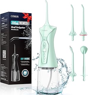 Water Dental Flosser Pick for Teeth: 4 Modes Cordless Portable 300ML Larger Tank Water Teeth Cleaner IPX7 Waterproof Flossing Cleaning Picks for Home Travel FC5360