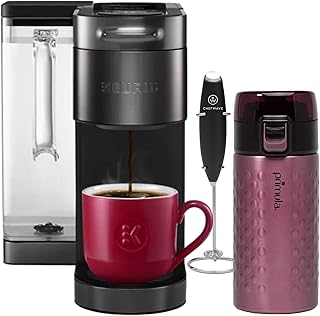 K-Supreme Plus SMART Coffee Maker (Black) Bundle with 12-Ounce Double Wall Stainless Steel Tumbler and Handheld Milk Frother (3 Items)