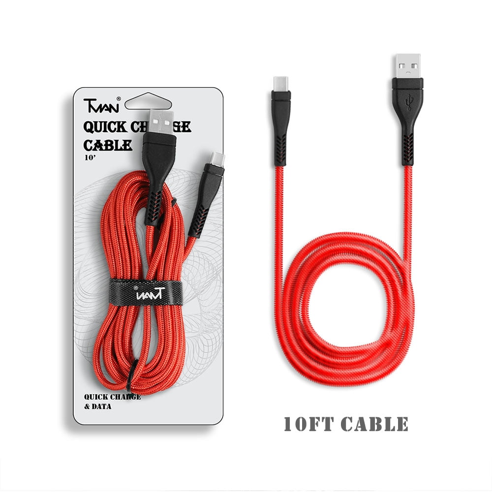 10ft Long USB C Cable Fast Charging, Nylon Braided ...
