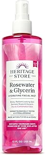 Rosewater & Glycerin Hydrating Facial Mist - Dry Combination Skin Care - Rose Water Spray w/ Vegetable Glycerine, Made Without Dyes or Alcohol, Hypoallergenic, Vegan, Cruelty Free, 12oz