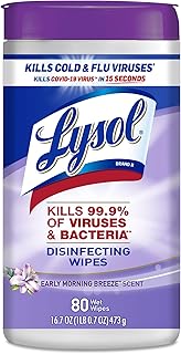 Lysol Disinfectant Wipes, Multi-Surface Antibacterial Cleaning Wipes, For Disinfecting and Cleaning, Early Morning Breeze, 80 Count (Pack of 1)
