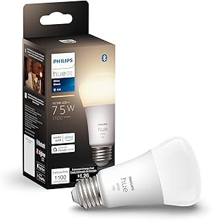 Philips Hue Smart 75W A19 LED Bulb - Soft Warm White Light - 1 Pack - 1100LM - E26 - Indoor - Control with Hue App - Works with Alexa, Google Assistant and Apple Homekit