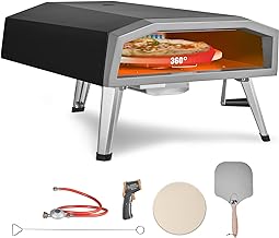 Gas Outdoor Pizza Oven, 16-inch Propane Pizza Ovens with Auto Rotatable Stone, Large Portable Pizza Maker for Outside BackYard Camp, Waterproof Bag, Peel, IR Thermometer, CSA Certified, Black