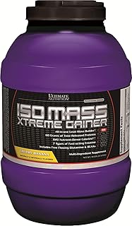Ultimate Nutrition ISO Mass Xtreme Gainer, Isolate Protein Powder with Creatine - Weight Gain Serious Lean Muscle Mass with 60 Grams of Protein, Banana, 30 Servings