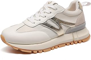 somiliss Sneakers for Women Genuine Leather Suede Patchwork Non-Slip Casual Walking Shoes Comfortable Gym Tennis Running Shoes Womens Fashion Sneakers