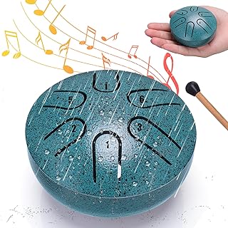 BUSOHA Rain Drum for Outside - 3 Inches 6 Notes Steel Tongue Drum Rain Chime, Drum Rain Chime Waterproof, Rain Drum for Garden Instrument, Mini Hand Drum for Outdoor