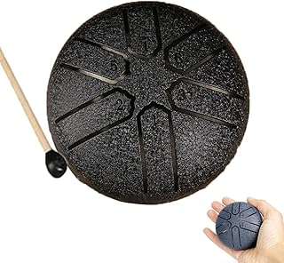 Rain Drum for Outside - 3 Inches 7 Notes Steel Tongue Drum, Mini Hand Drum for Outdoor, Drum Rain Chime Waterproof, Rain Drum for Garden Instrument (Black)