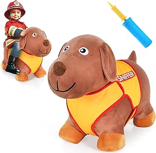 Bouncy Pals Dog Hopper Toys for Boys, Toddler Bouncing Animal Hopping Horse, Inflatable Plush Ride on Bouncer, Large Outdoor Jump Toy, Birthday Gifts for 18 Months 2 3 4 5 Yr Kids Girls