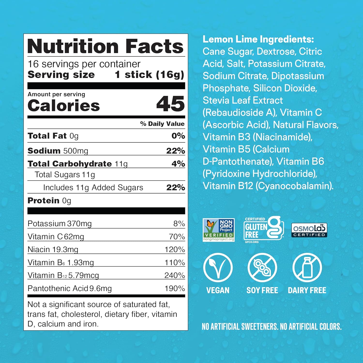 Liquid I.V.® Hydration Multiplier - Lemon Lime | 1 Pack (16 Servings)