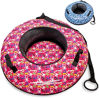 WindRider Snow Tube Heavy Duty with a Hard Plastic Bottom - High Speed Snow Tube Sled Durable Cordura Nylon Top | Towable | Inflatable Sledding Tube for Adults & Kids