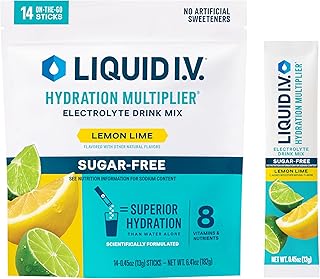Liquid I.V. Sugar-Free Hydration Multiplier - Lemon Lime – Hydration Powder Packets | Electrolyte Drink Mix | Easy Open Single-Serving Stick | Non-GMO | 14 Sticks