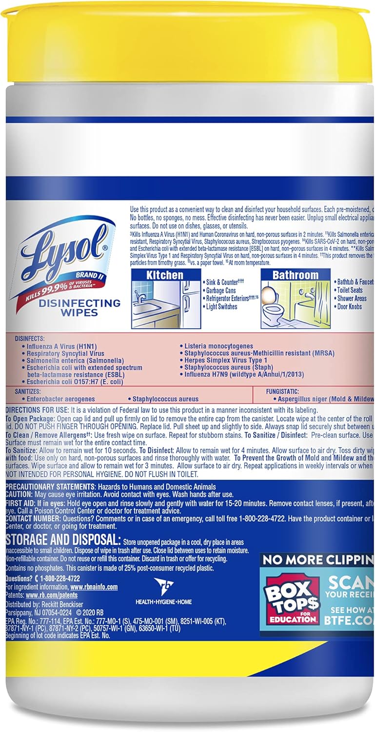 Lysol Disinfectant Wipes, Multi-Surface Antibacterial Cleaning ...