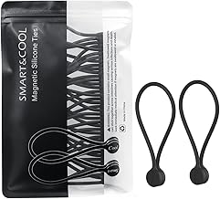 SMART&COOL Reusable Silicone Magnetic Cable Ties for Bundling and Organizing, Holding Stuff, Book Markers, Fridge Magnets, Assorted Color, 7.16\'\' (20-Pack, Black)