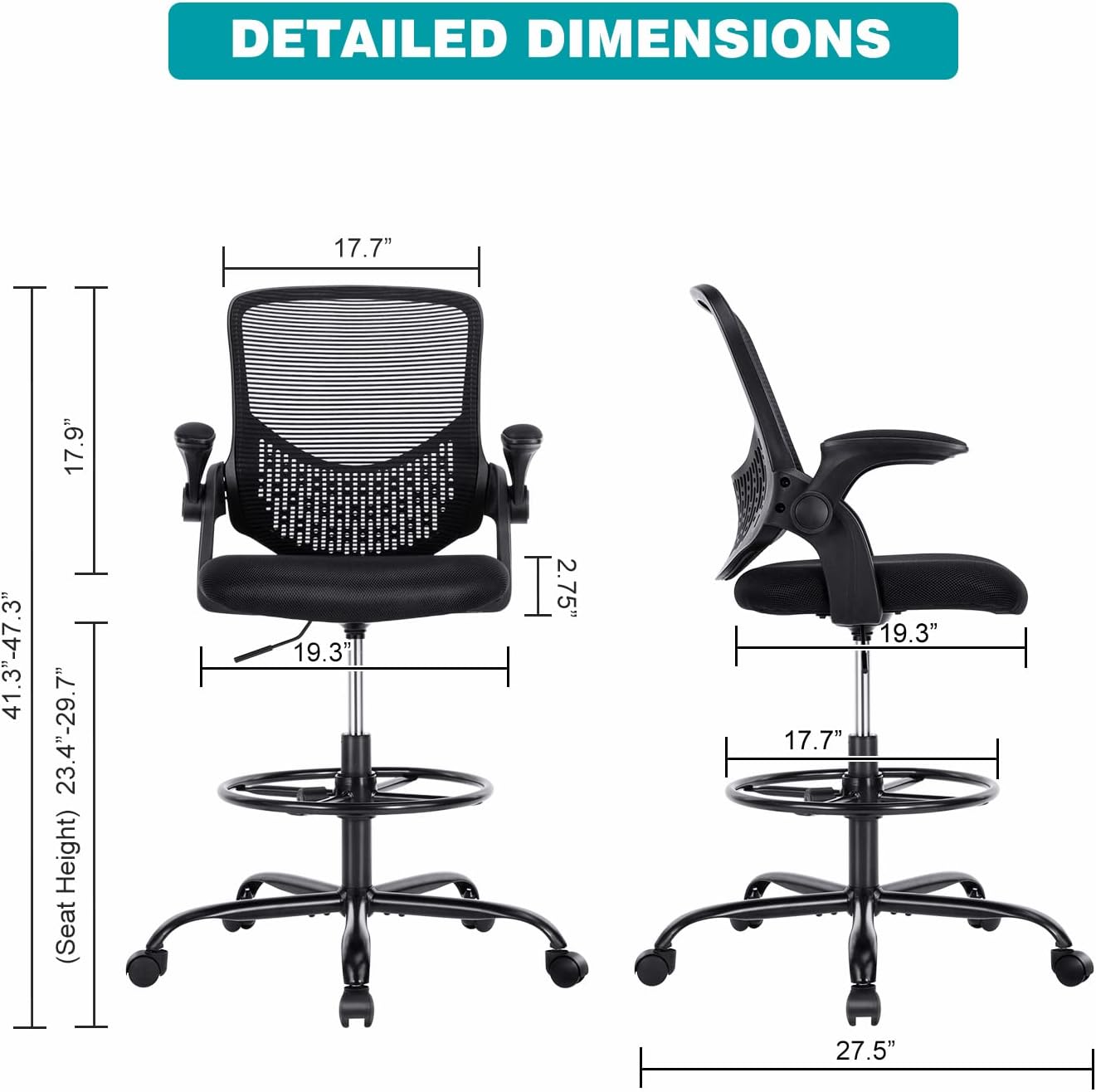 Tall Office Chair, Drafting Chair, Standing Desk Chair, High ...