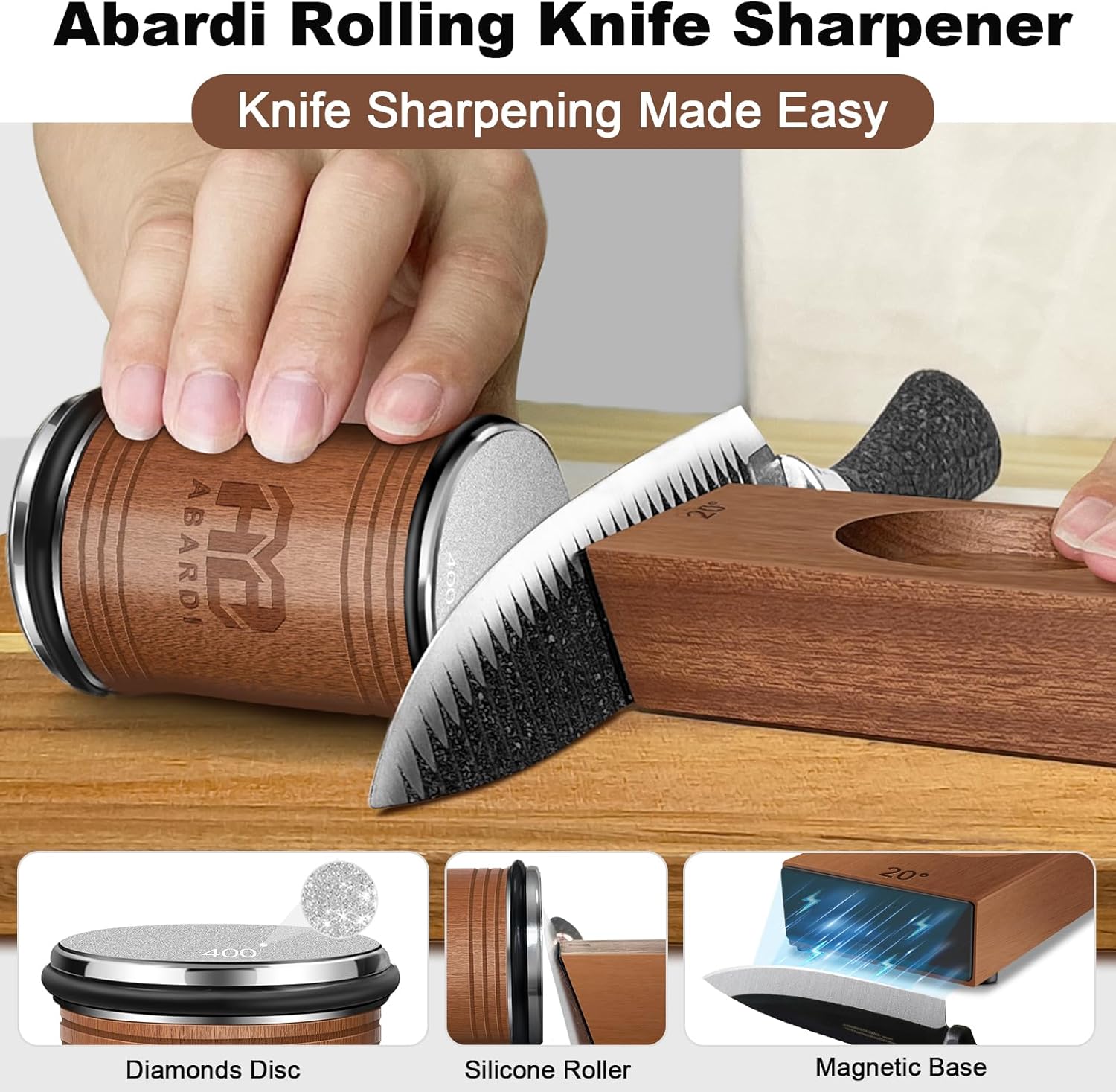 Abardi Rolling Knife Sharpener for Straight Edge ... - BigBangPrice