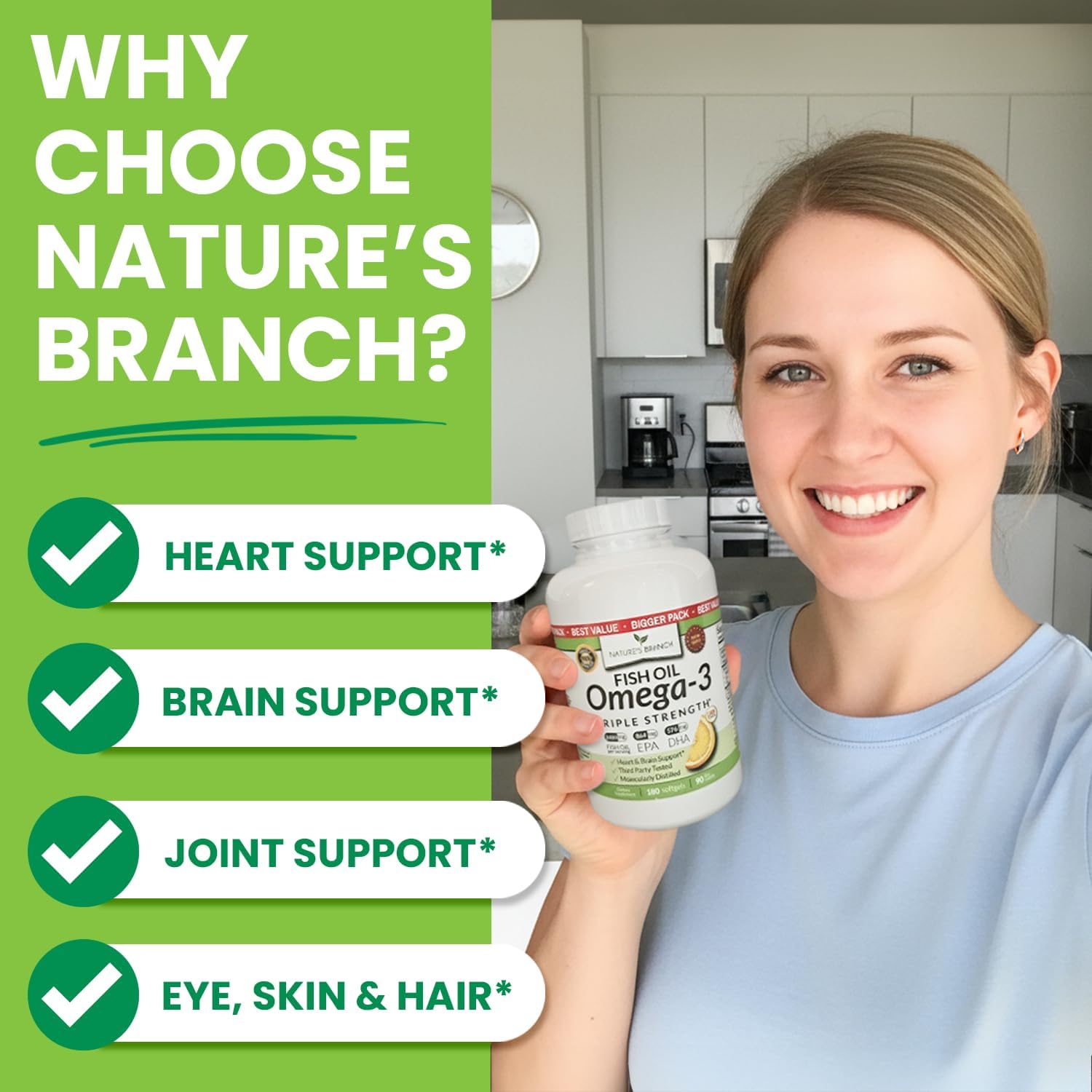 Best Triple Strength Omega 3 Fish Oil Pills - 180 Capsules