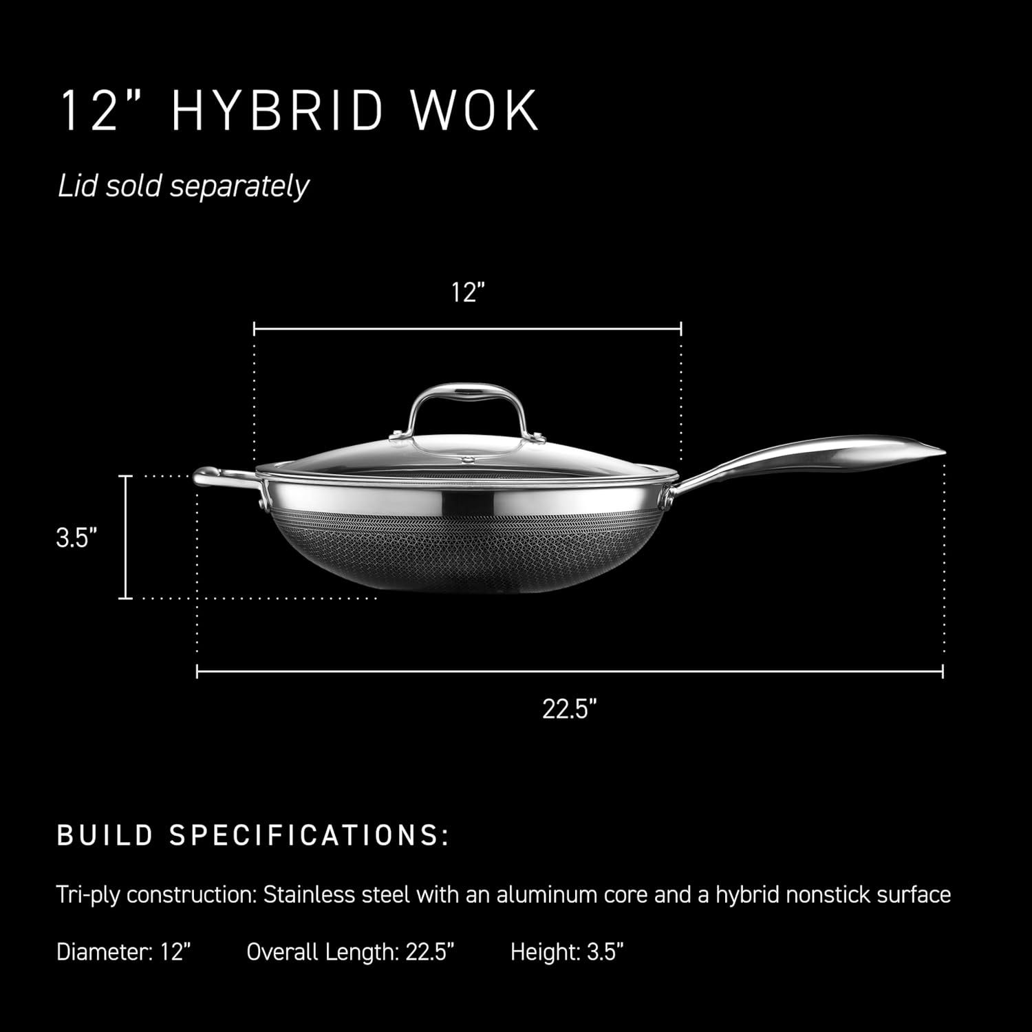 HexClad Hybrid Nonstick 12-Inch Wok, Stay-Cool Handle ...