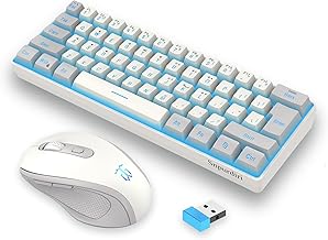 Snpurdiri 2.4G Wireless Gaming Keyboard and Mouse Combo, Include Mini 60% Mechanical Feel RGB Backlit Keyboard, Ergonomic Vertical Feel Small Wireless Mouse(Grey and White)