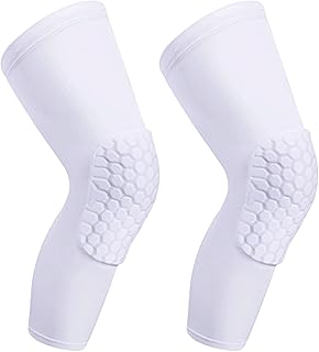 Compression Knee Pads Leg Sleeve, Hex Knee Pads for Basketball Honeycomb Anti Collision Knee Pads Long Kneepads Non-Slip Football Knee Pads for Youth Adult