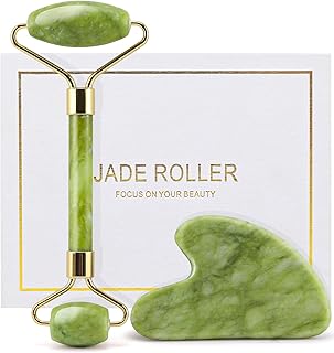 Gua Sha Facial Tools & Jade Roller Set for Skin Care, Reduce Puffiness and Improve Wrinkles, Guasha Tool for Face, Gua Sha Stone Self Care Gift for Woman Man