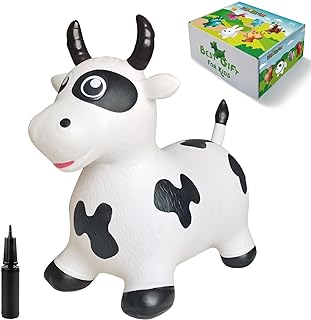 Cow Bouncy Horse, Inflatable Bull Bouncing Animal Hopper for Toddlers or Kids, Ride on Jumping Toys for Boy or Girl Birthday Gift, Outdoor Indoor