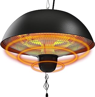 Hanging Patio Heater, Outdoor/Indoor Electric Infrared, Ceiling Heater with 3 Adjustable Modes 600W/900W/1500W.