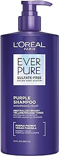 L’Oreal Paris Sulfate Free Brass Toning Purple Shampoo for Blonde, Bleached, Silver, or Brown Highlighted Hair, EverPure, 23 Fl Oz (Packaging May Vary)