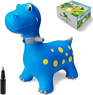 Bouncy Horse, Dinosaur Hopper Toys for Kids, Inflatable Ride on Bouncy Animals Toys for Toddlers, Jumping Horse for Baby Birthday Gift for Boy or Girl 18 Months 2-4 Year Old (Blue)