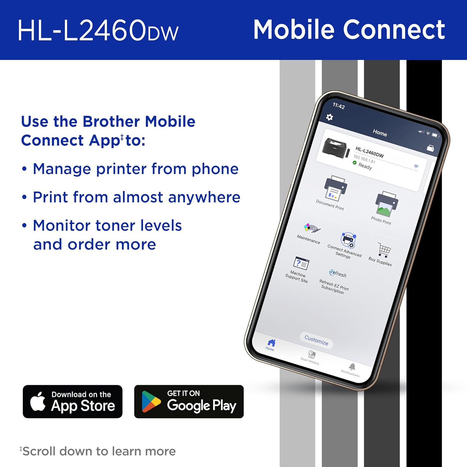 Brother HL-L2460DW Wireless Compact Monochrome ...