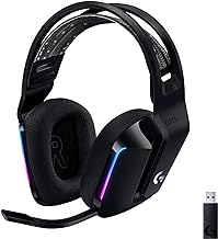 Logitech G733 Lightspeed Wireless Gaming Headset with Suspension Headband, LIGHTSYNC RGB, Blue VO!CE mic Technology and PRO-G Audio Drivers - Black (Renewed)