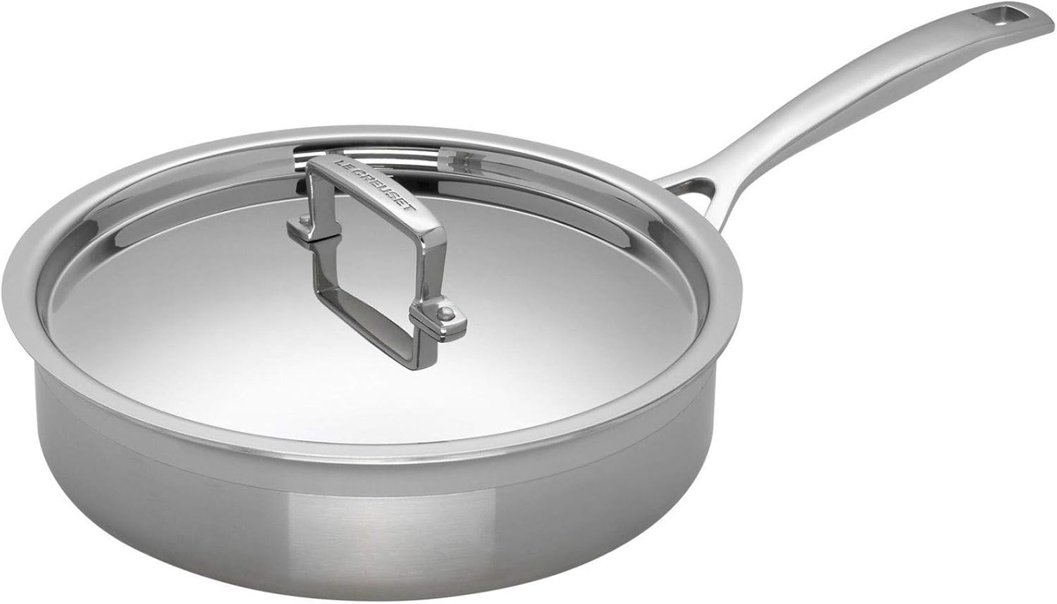 Le Creuset 3-Ply Stainless Steel Sauté pan with Lid, 24 x 6.5 cm ...