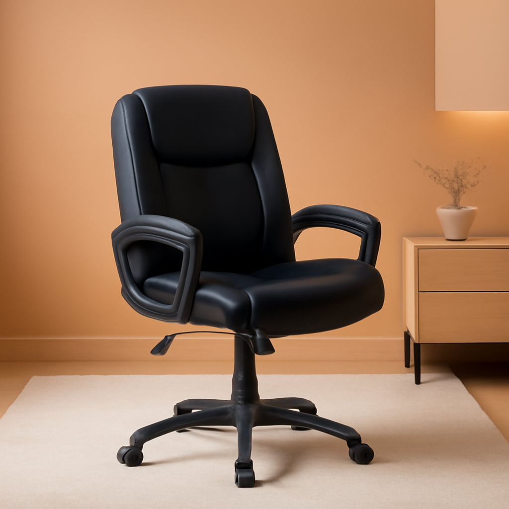 Classic Puresoft PU Padded Mid-Back Height Adjustable Office ...