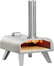 BIG HORN OUTDOORS Pizza Ovens Wood Pellet 12” Pizza Oven Cooking Pizza Maker Portable Stainless Steel Pizza Grill, Silver Portable Party use
