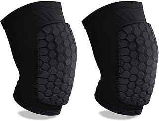 Knee Compression Pads,Basketball Knee Pads with Honeycomb Padding, Breathable and Non-Slip Knee Pads for Volleyball Gym Running Workout Sports, Hex Knee Pads Sleeves for Men and Women (A Pair)