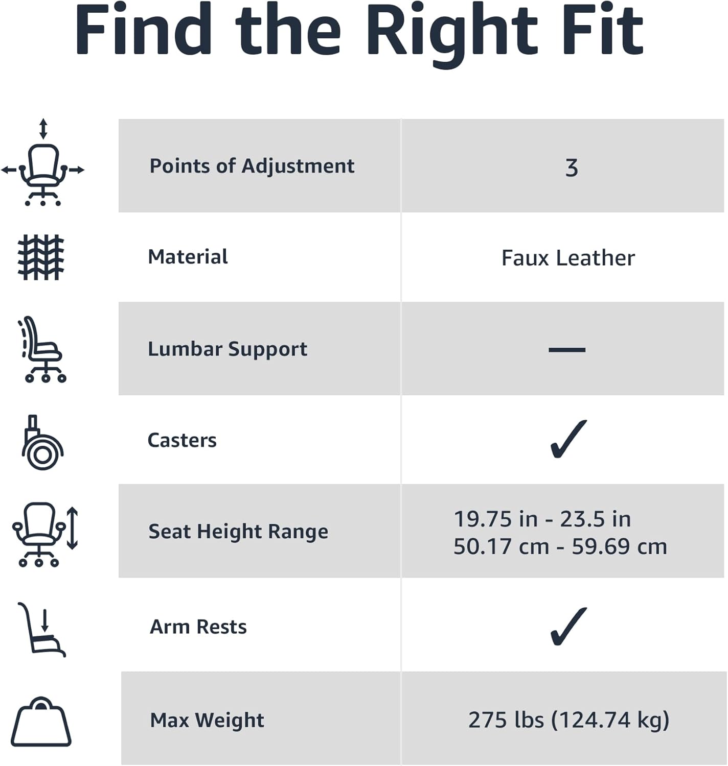 Amazon Basics Classic Puresoft PU Padded Mid-Back Height ...