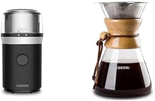Pour Over Coffee Maker with Double-Layer Stainless Steel Filter and Coffee Grinder Electric for Coffee beans, Spices