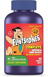 Flintstones Complete Chewable Kids Vitamins, Multivitamin for Kids ages 2+, With Iron, Calcium, Vitamin D and Vitamin C, Fruit Flavors, 180 count (Packaging Will Vary)